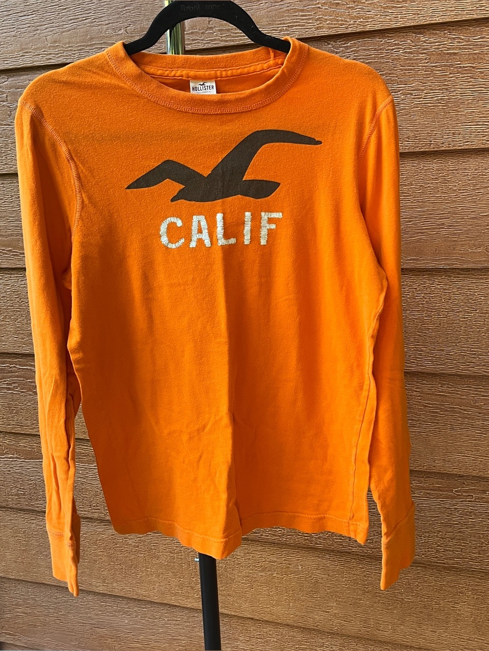Vintage Y2K Hollister Long Sleeve Crewneck Shirt Orange Calif Junior Boys Medium